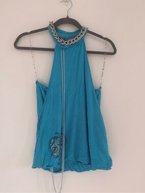 Apple Bottoms Teal Halter Top with Chains